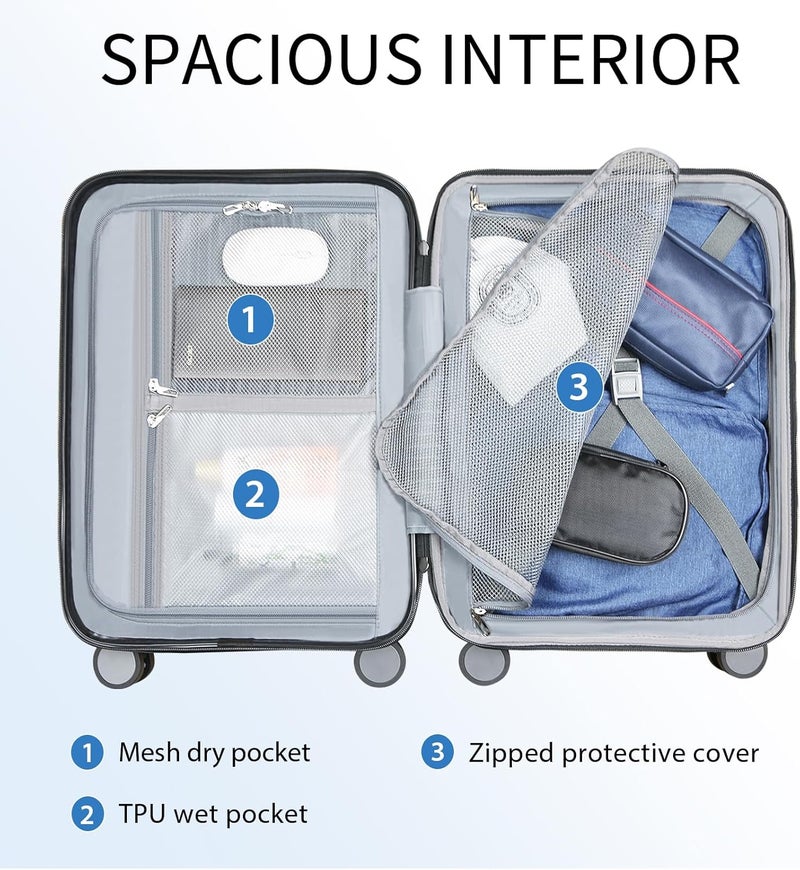 KROSER Hardside Expandable Carry On Luggage with Spinner Wheels & Built-in TSA Lock, Durable Suitcase Rolling Luggage with USB Port, Carry-On 20-Inch, Yellow - Image 3